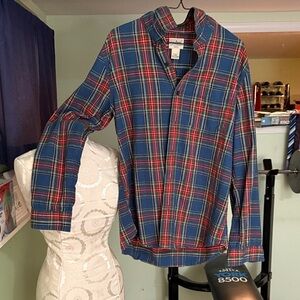 L.L. Bean Men's Red and Green Plaid Shirt